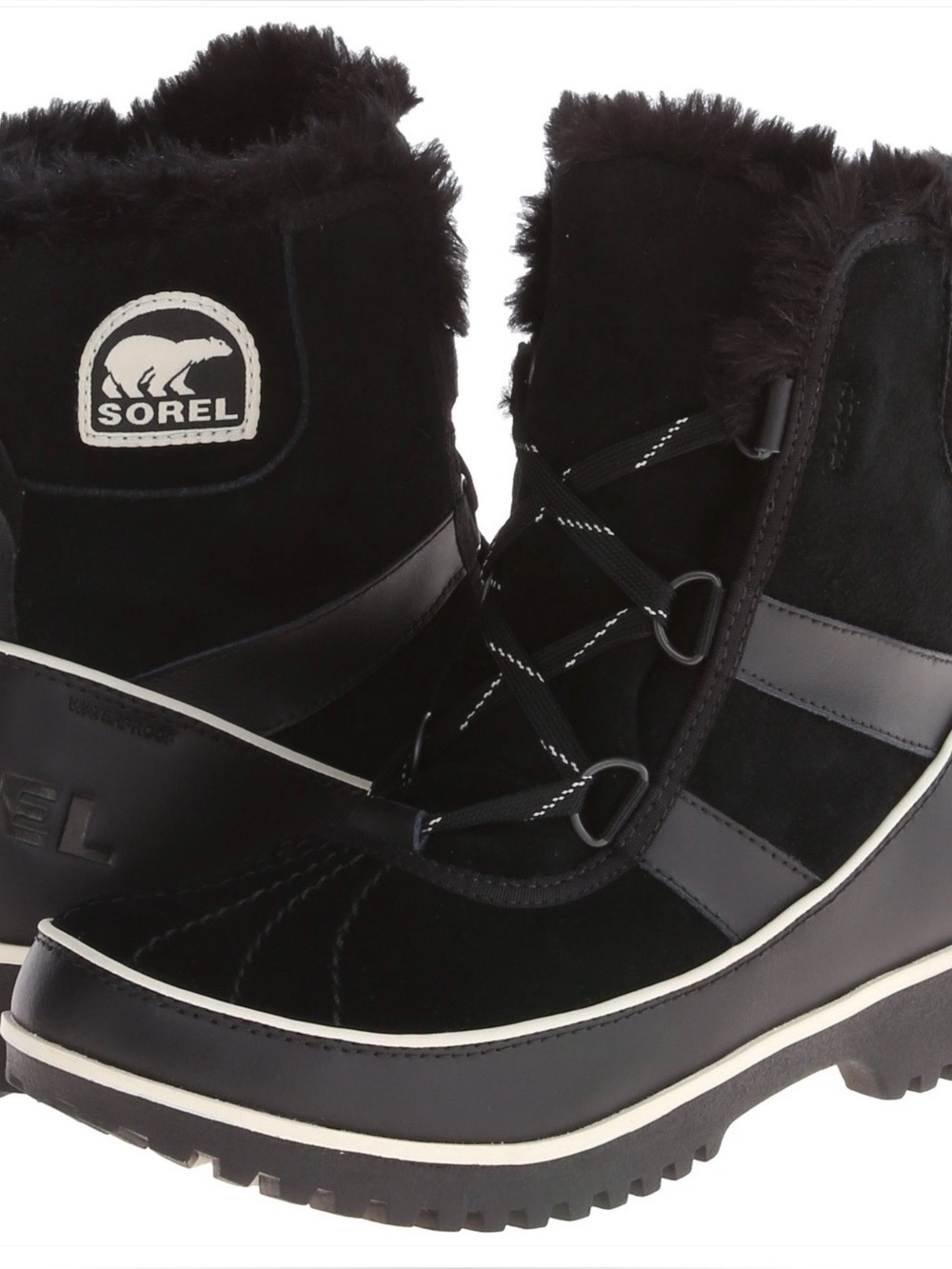 Sorel Women's size 7 Black Tivoli ll suede Faux-Fur Winter Boots